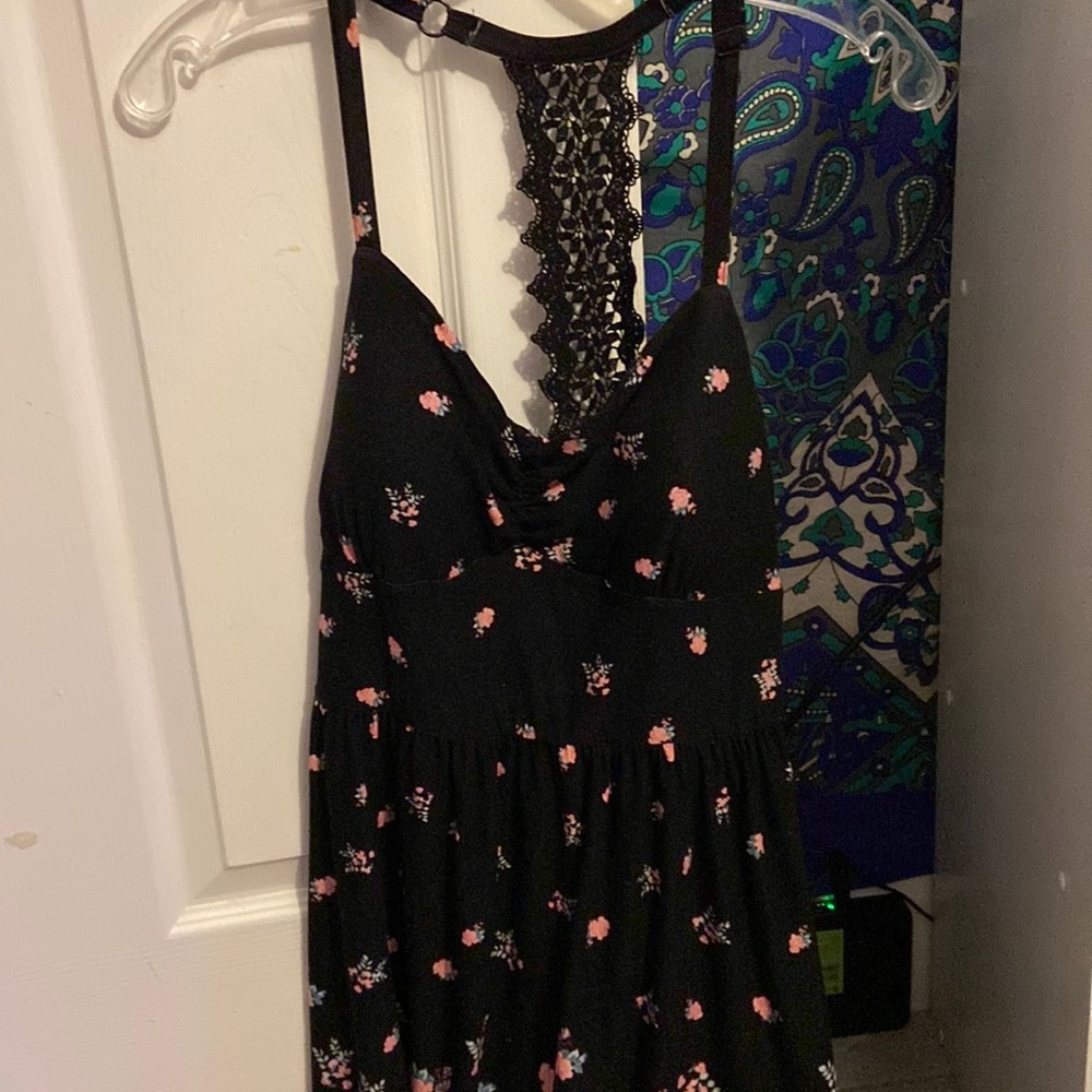 Black flowered dress size 11-13